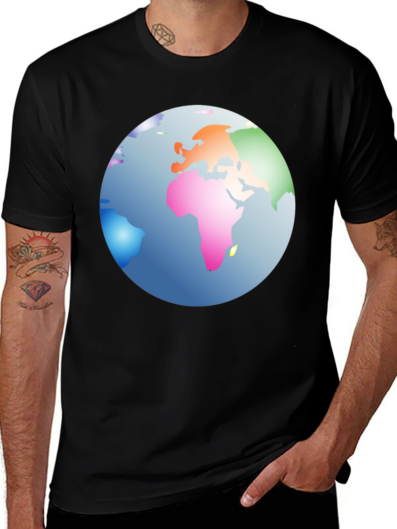 World Map Graphic Black T-Shirt