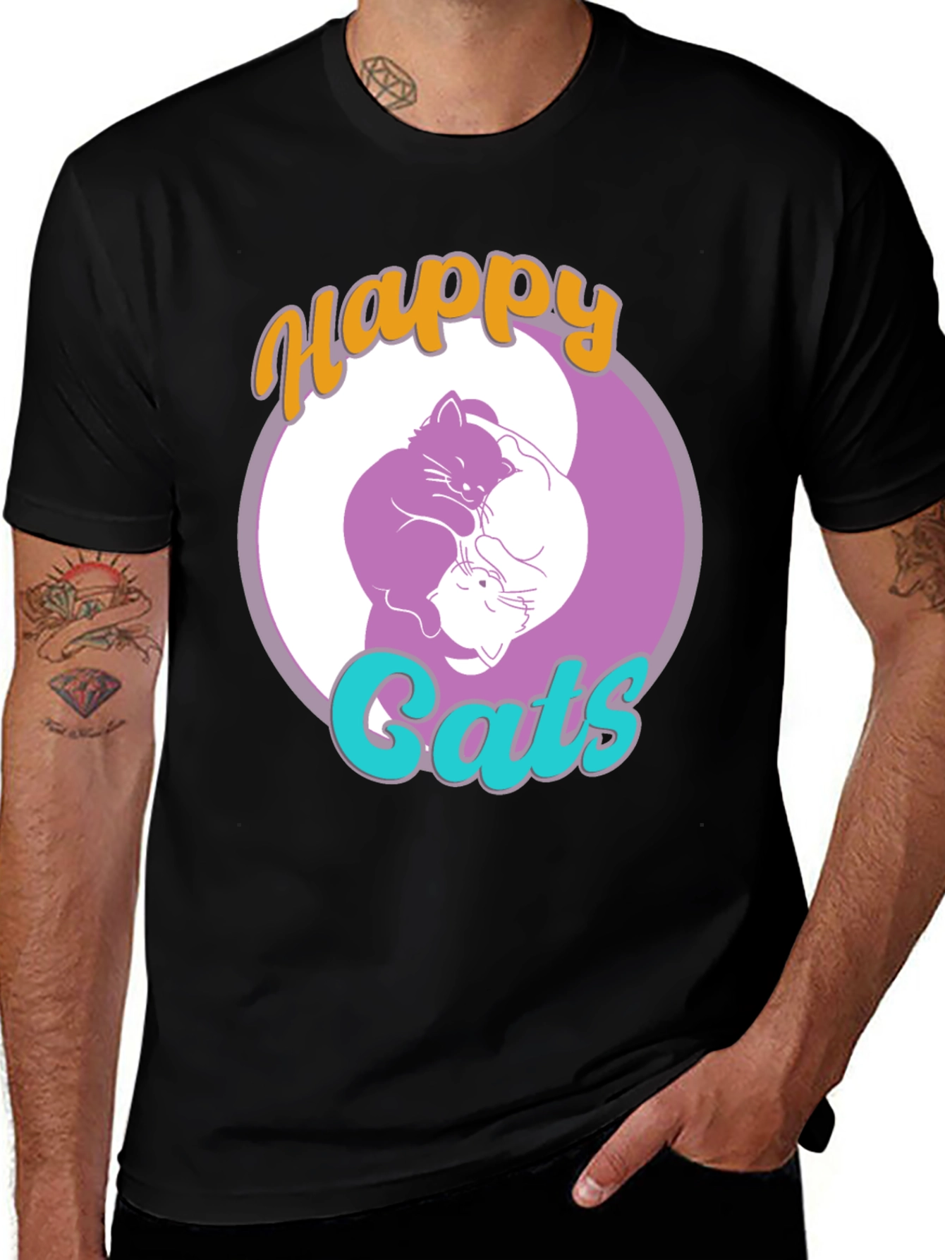 Variant 16 of Happy Cats Yin Yang Graphic T-Shirt