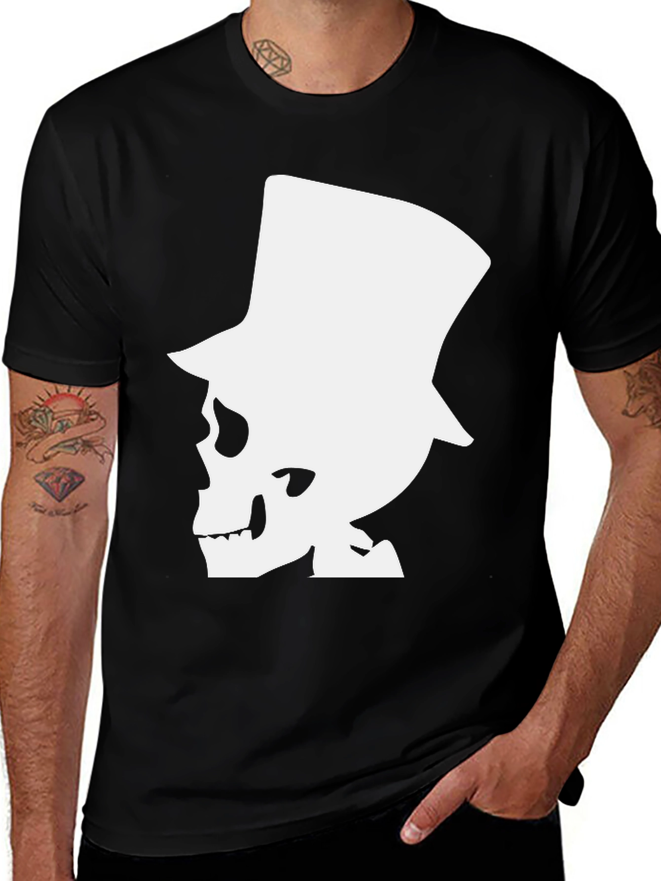 Variant 25 of Skull Top Hat T-Shirt - Graphic Tee
