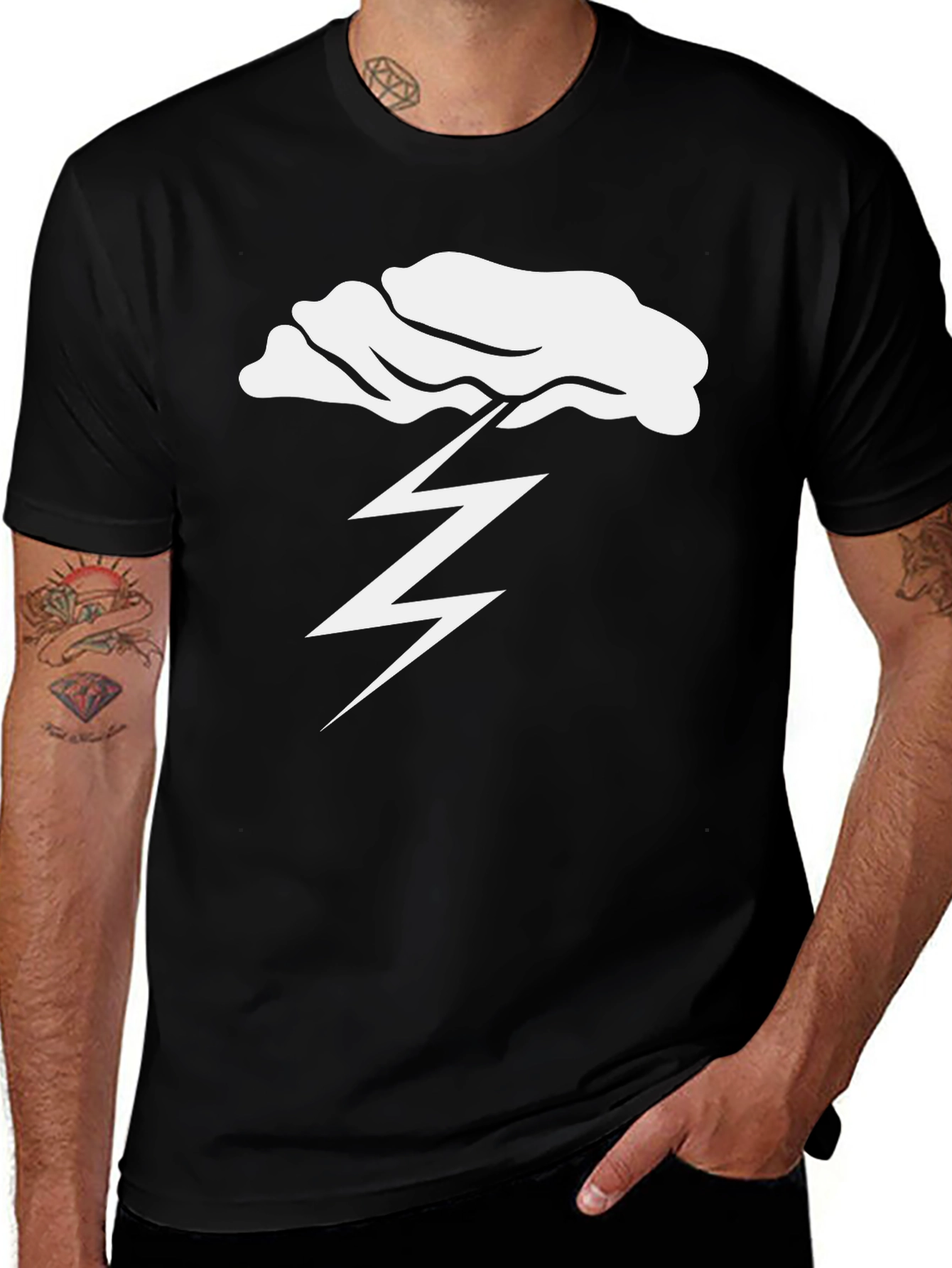 Variant 26 of Cloud & Lightning Bolt Black T-Shirt