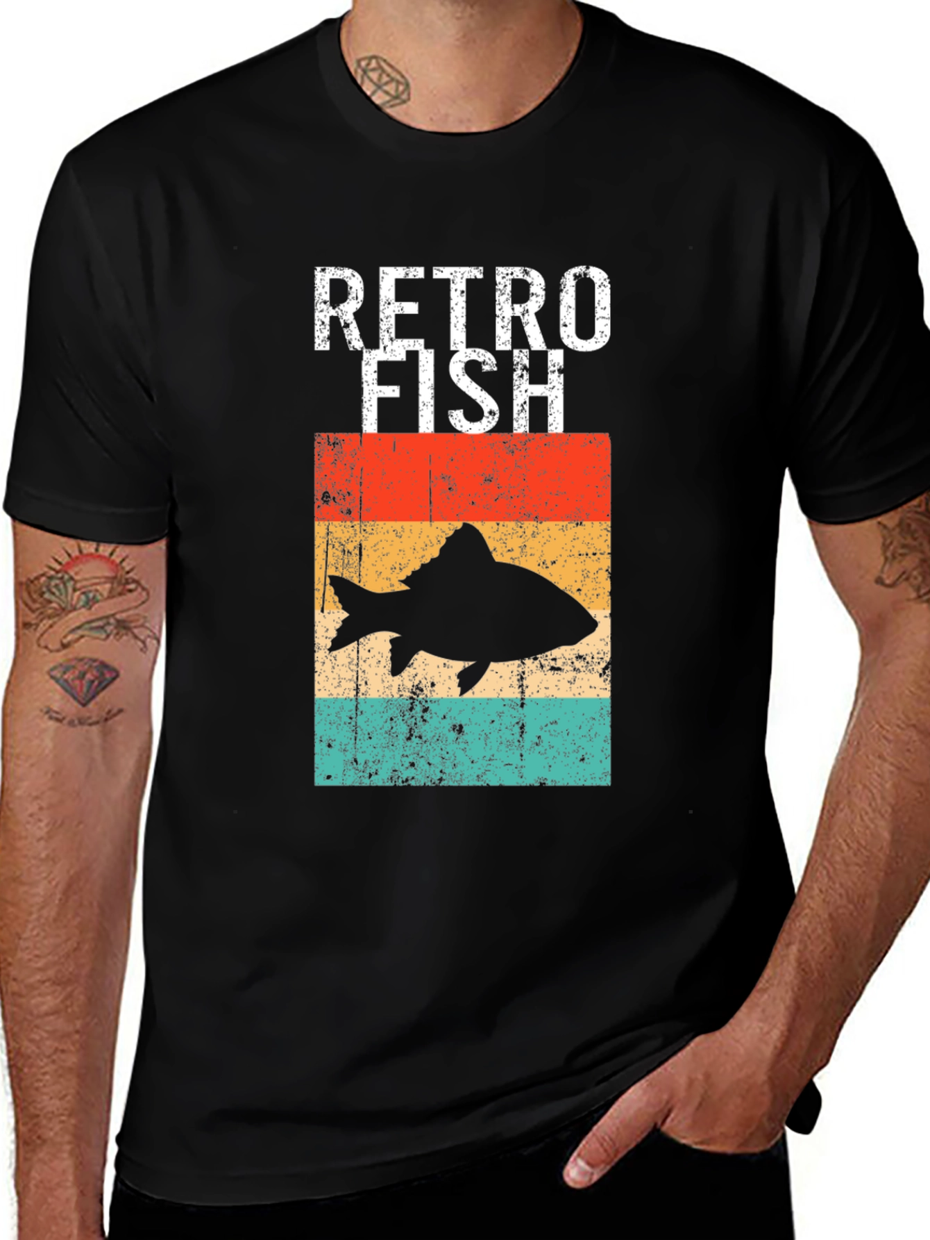 Variant 22 of Retro Fish Graphic Tee - Black