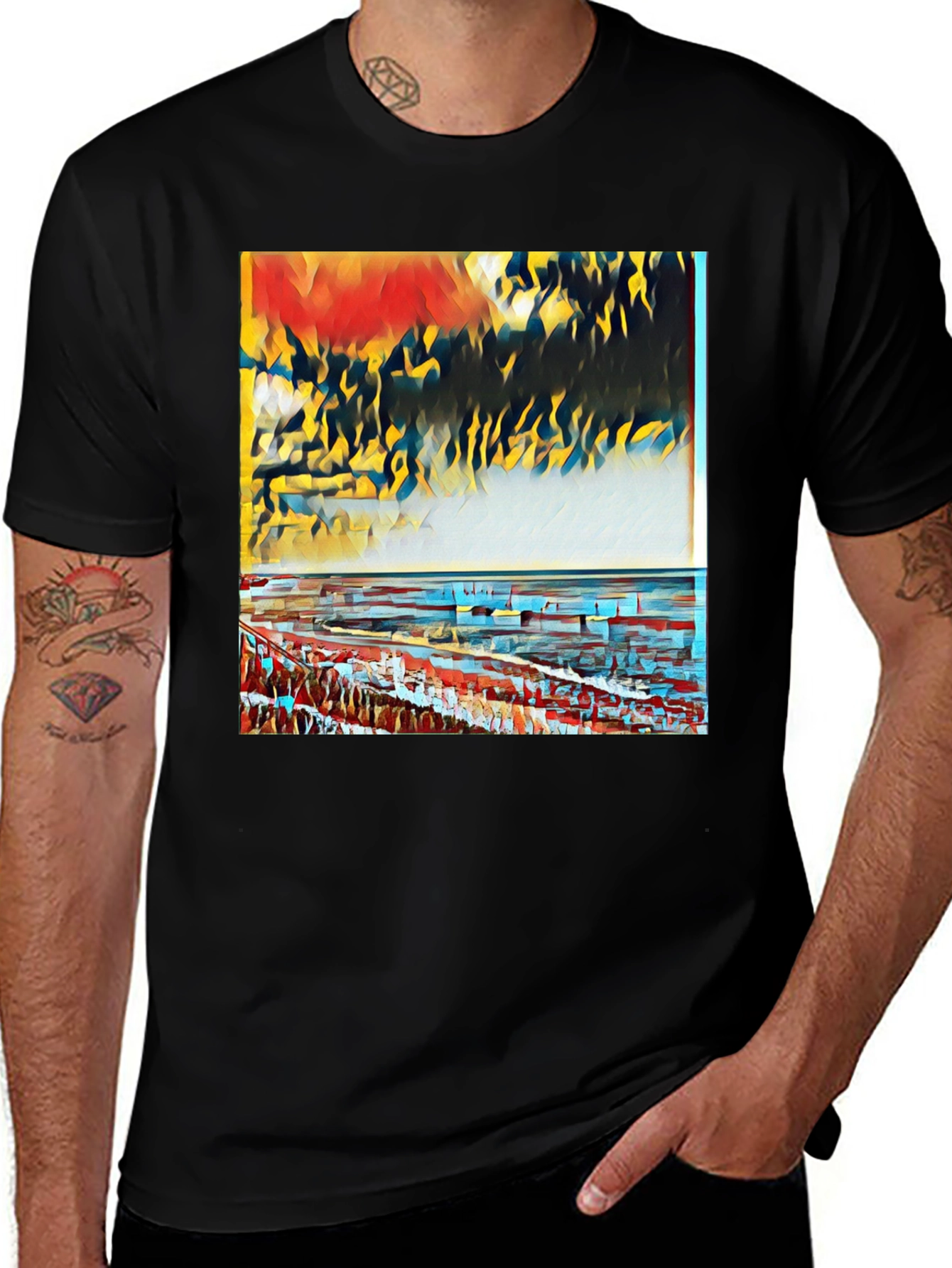 Variant 12 of Abstract Art Graphic Tee - Black