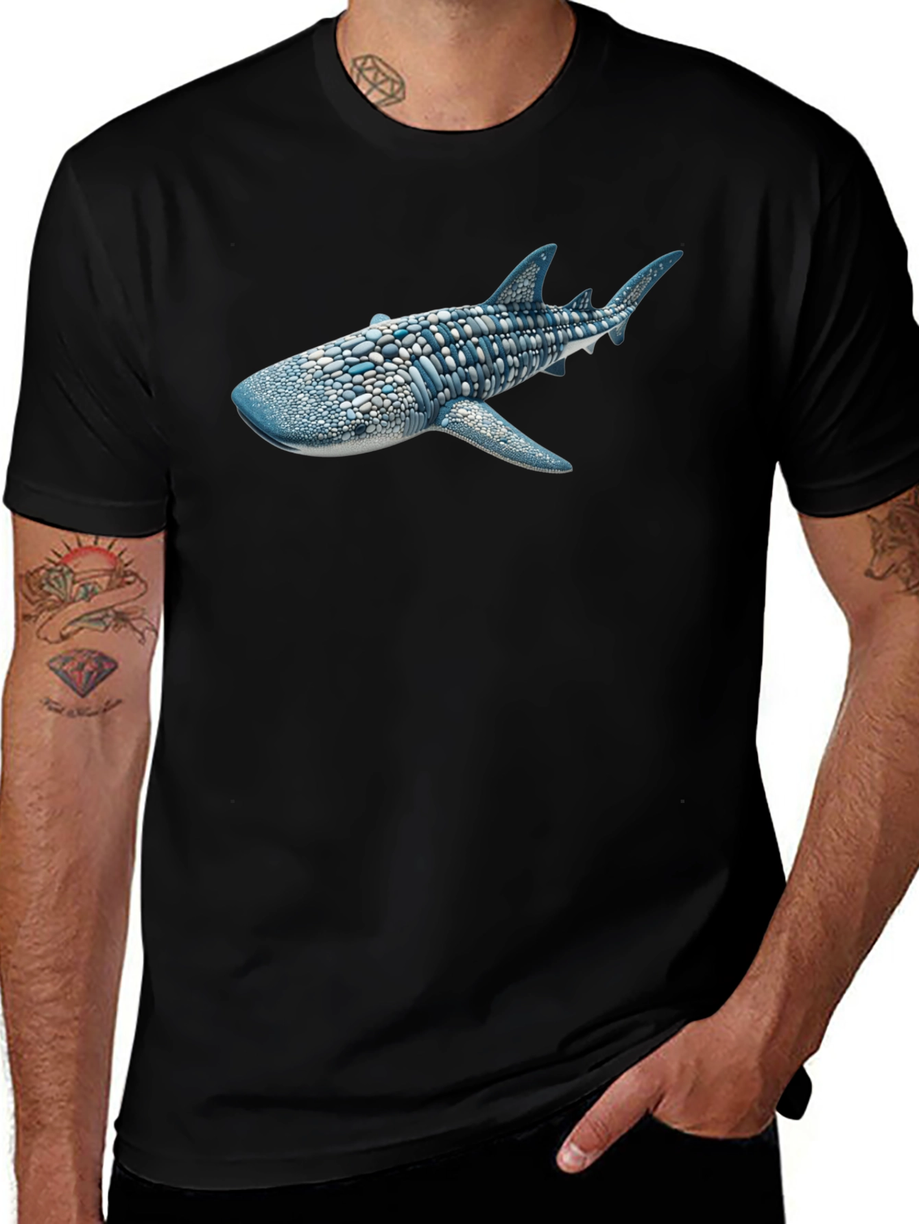 Variant 9 of Whale Shark Graphic Tee - Black Cotton T-Shirt