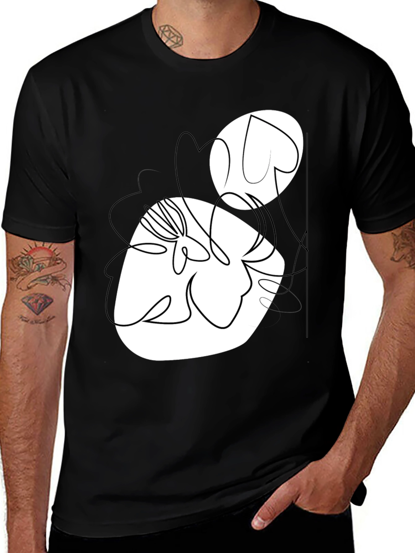 Variant 22 of Abstract Graphic Print Black T-Shirt