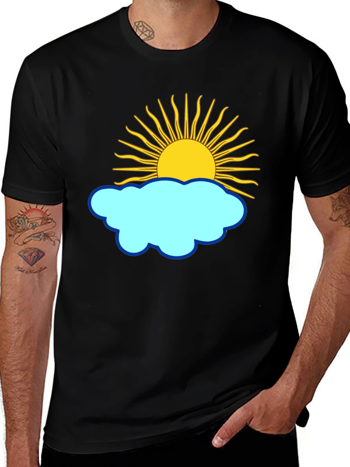 Variant 18 of Sunny Day Graphic Tee - Black Cotton T-Shirt
