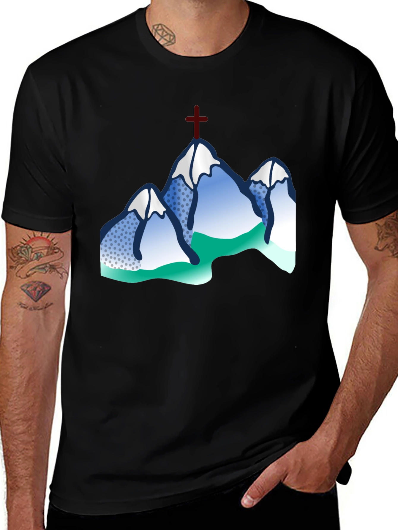 Variant 8 of Mountain Cross Graphic Tee - Black