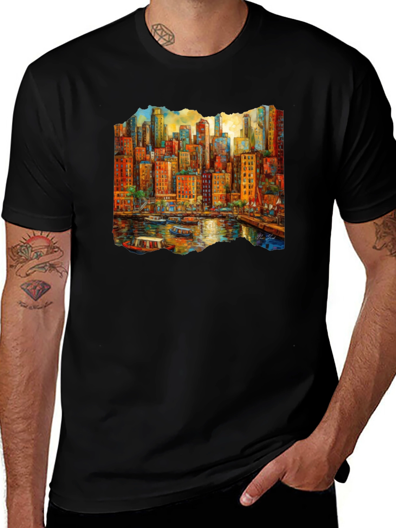 Variant 15 of Cityscape Art Black T-Shirt