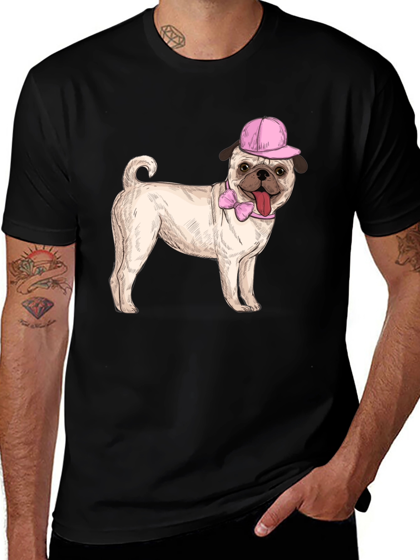 Variant 10 of Pug with Hat Graphic Tee