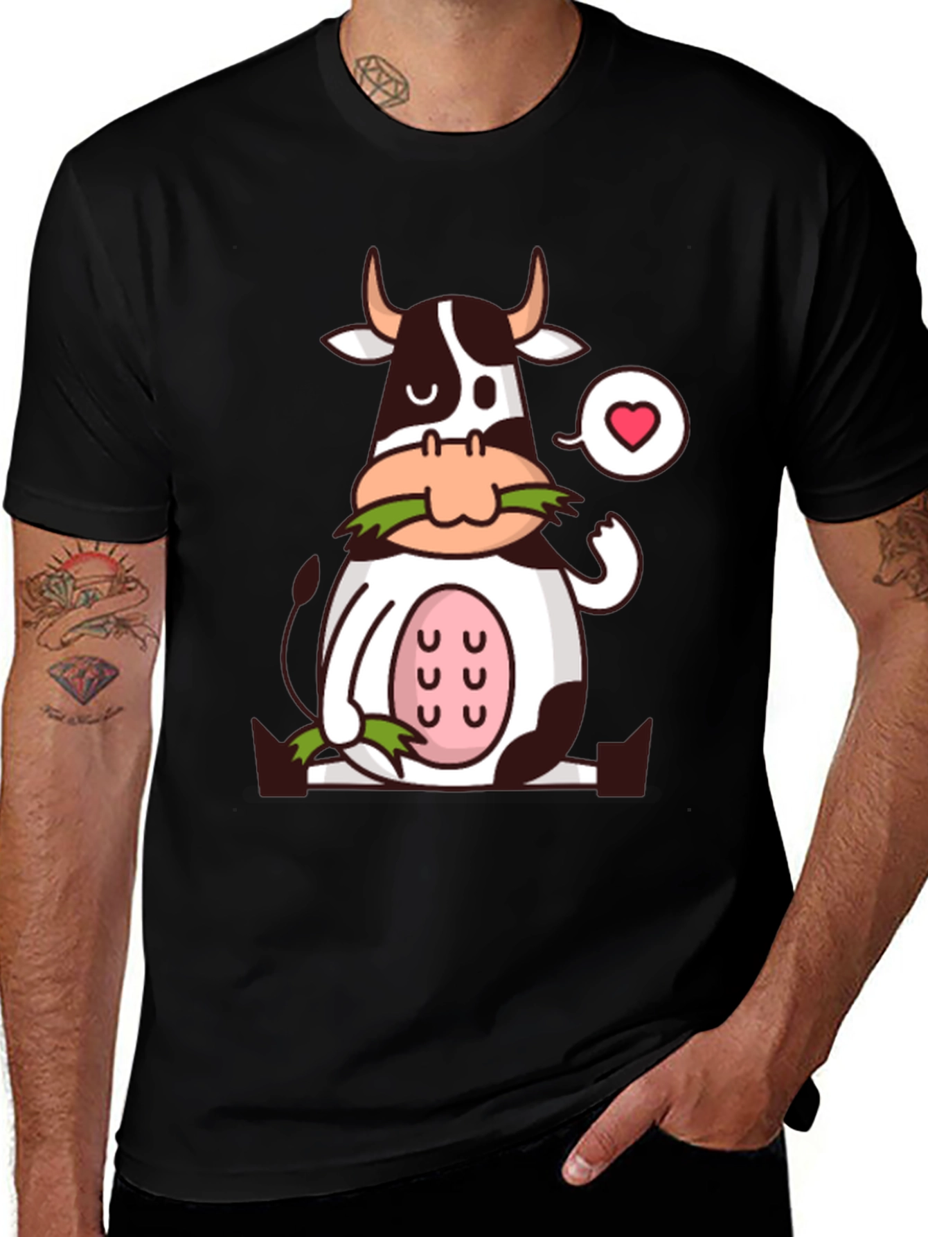 Variant 14 of Funny Cow Lover T-Shirt - Heart Graphic Tee
