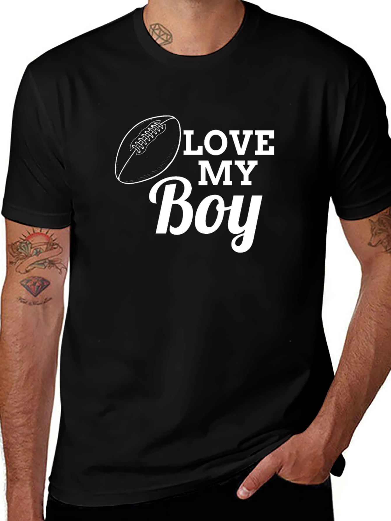 Variant 13 of Love My Boy Football T-Shirt - Black