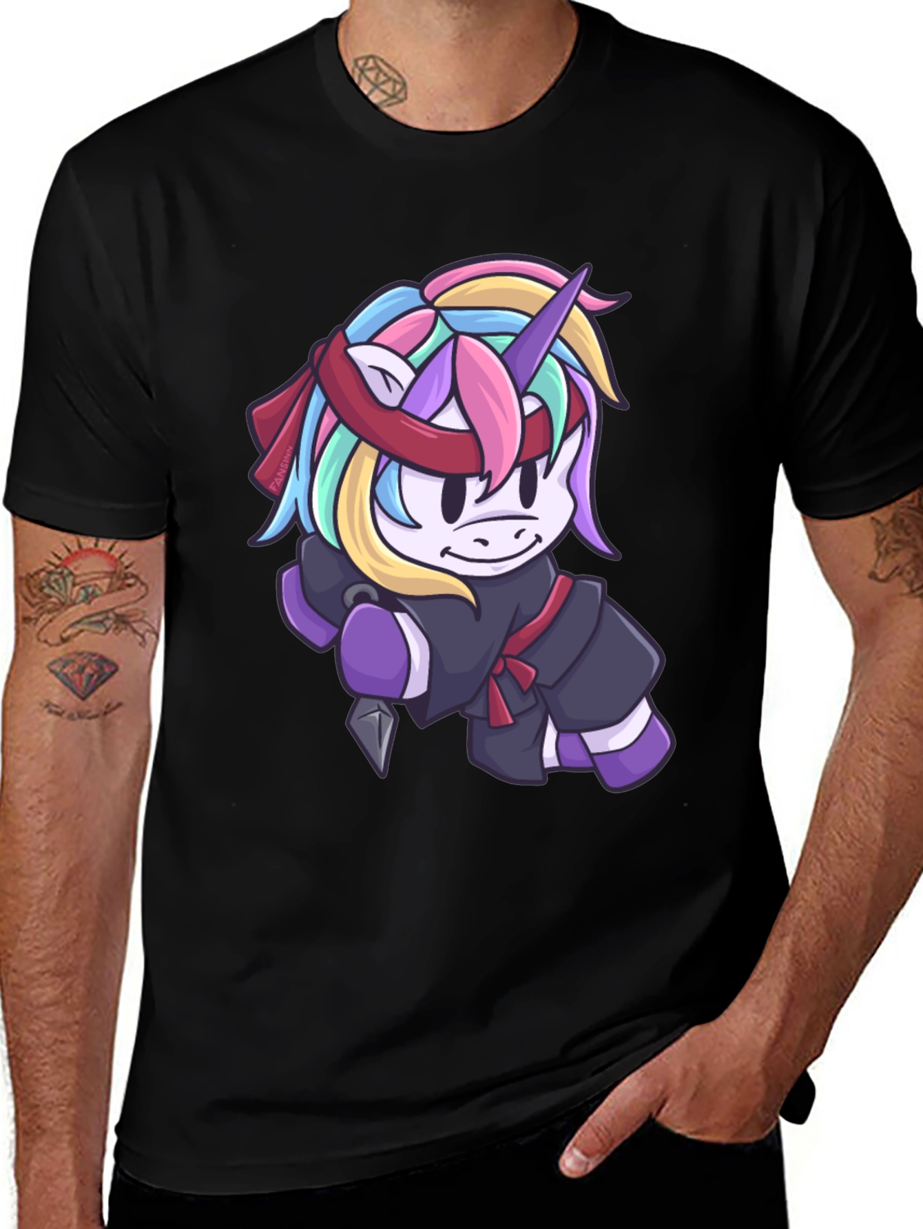 Ninja Unicorn Graphic Tee - Black Cotton Shirt