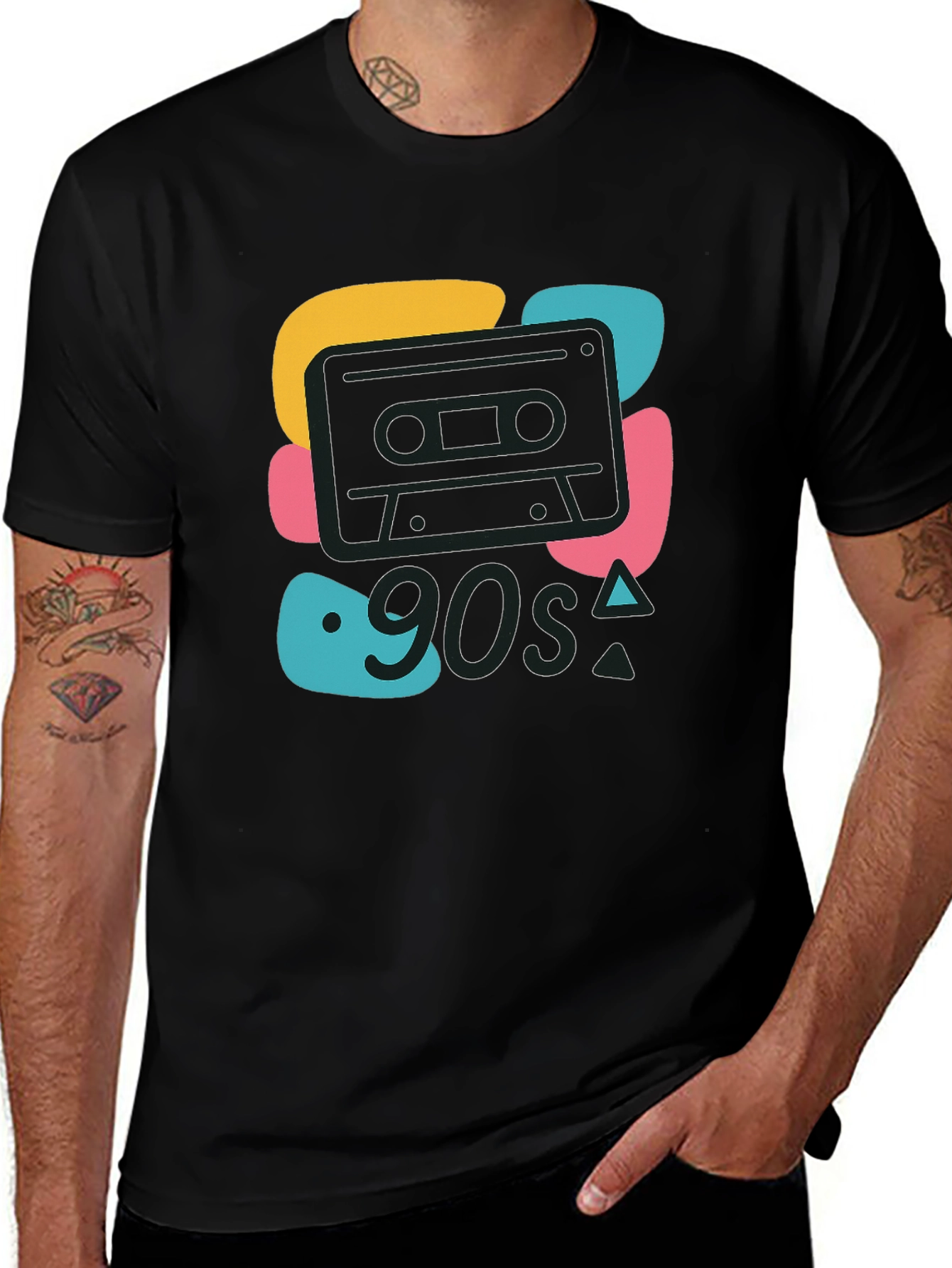 Variant 20 of 90s Cassette Graphic Tee - Retro Style Black T-Shirt