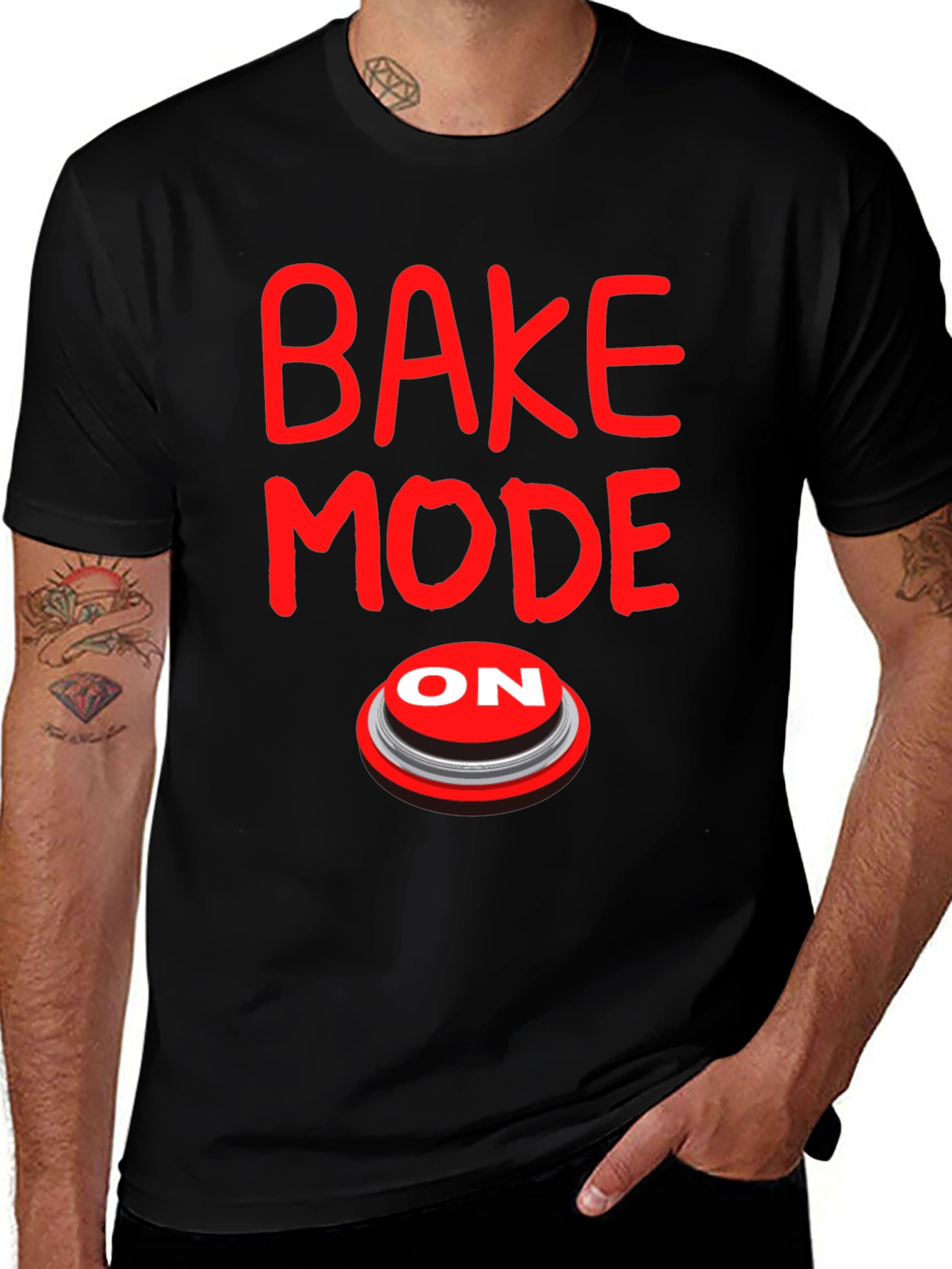 Variant 14 of Bake Mode On Graphic Tee - Black Cotton T-Shirt