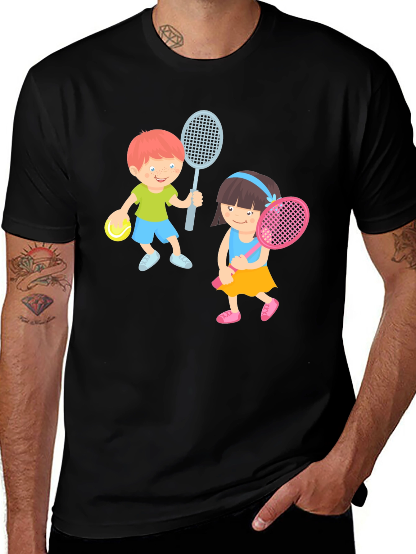 Variant 10 of Tennis Players Graphic Tee - Fun Sporty Design