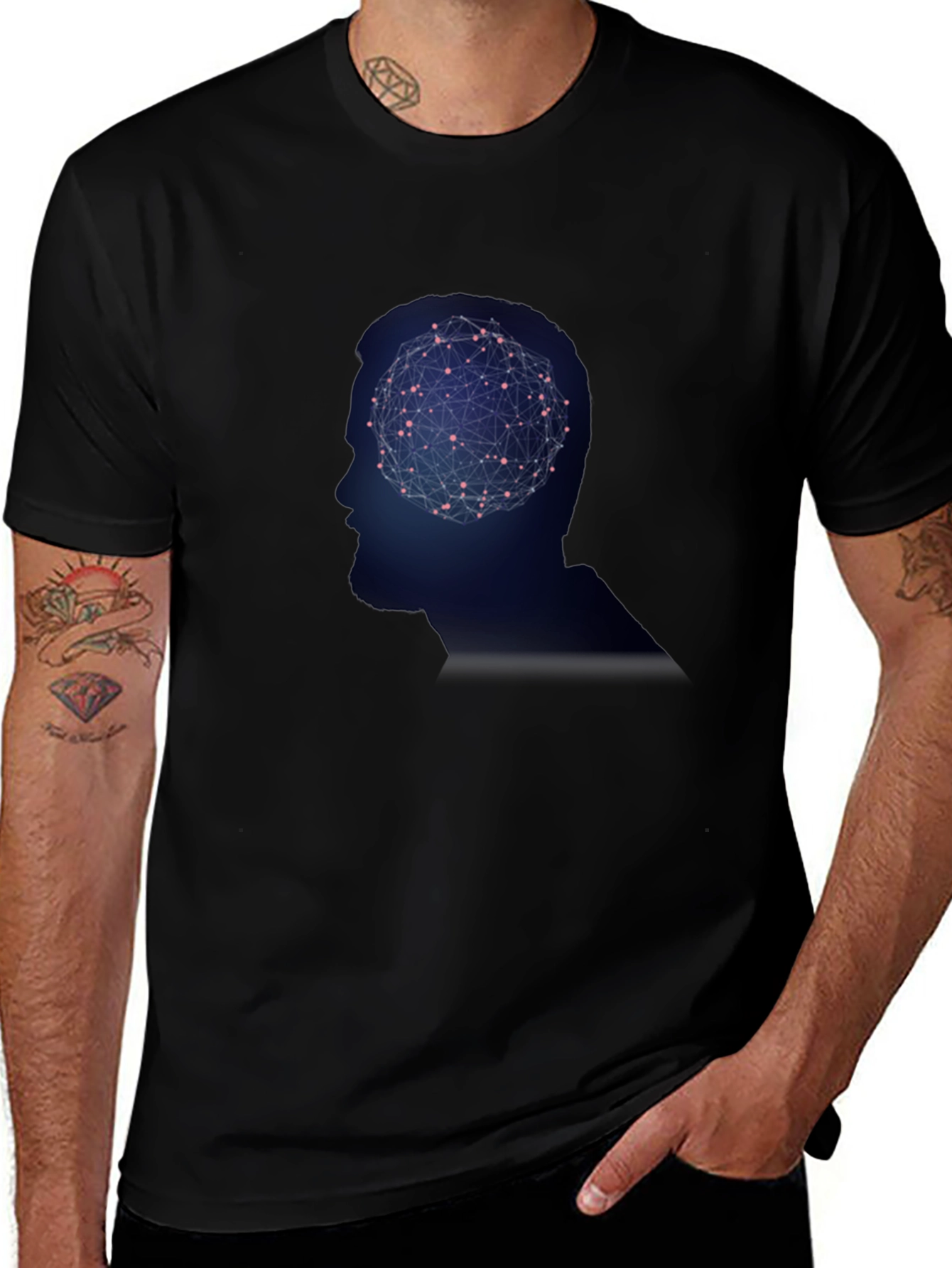 Variant 5 of Thinking Man Tee - Brain Network Design