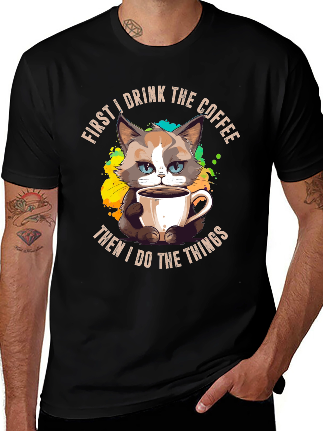 Variant 11 of Funny Grumpy Cat Coffee T-Shirt