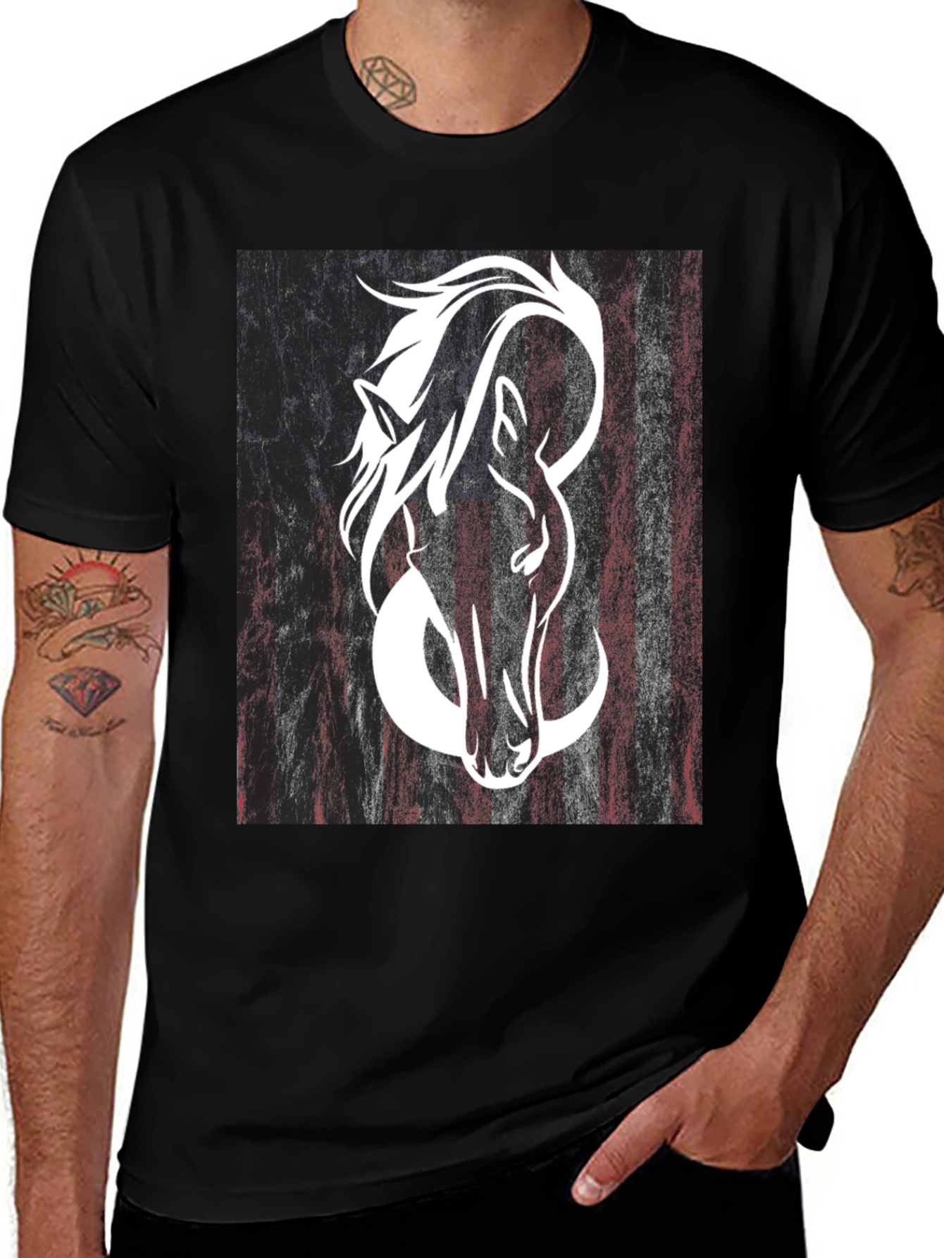 Variant 19 of American Flag Horse Graphic Tee