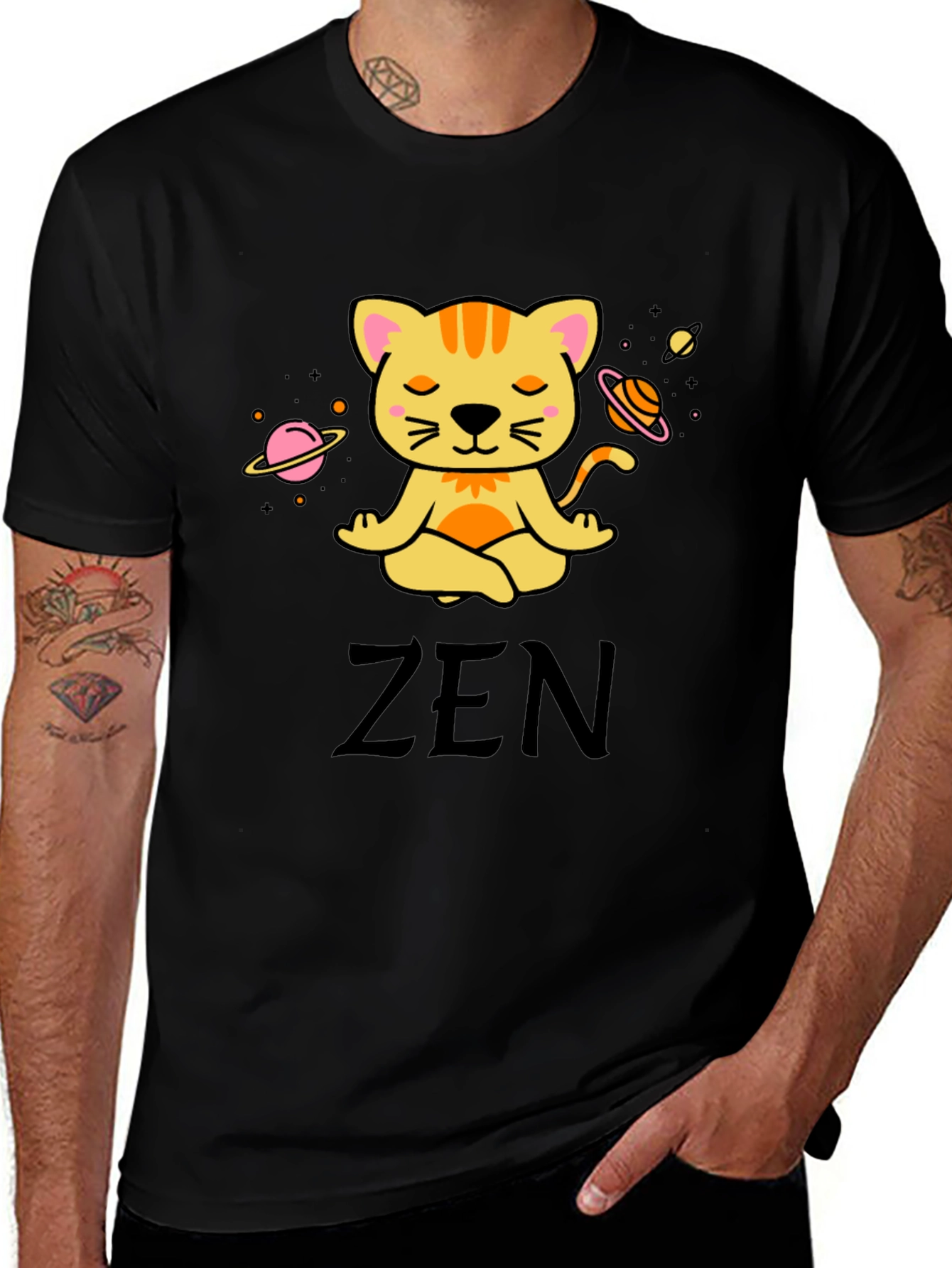 Zen Cat T-Shirt - Meditating Feline Tee