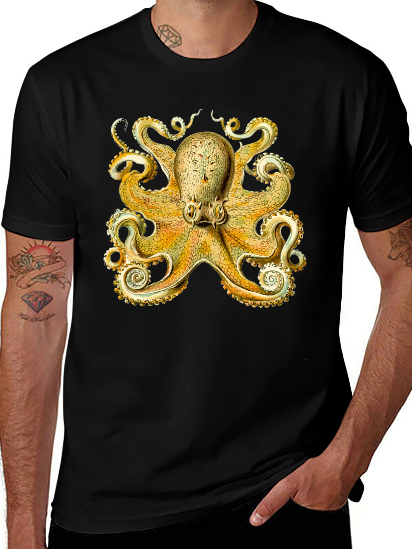 Variant 16 of Vintage Octopus Graphic T-Shirt - Black