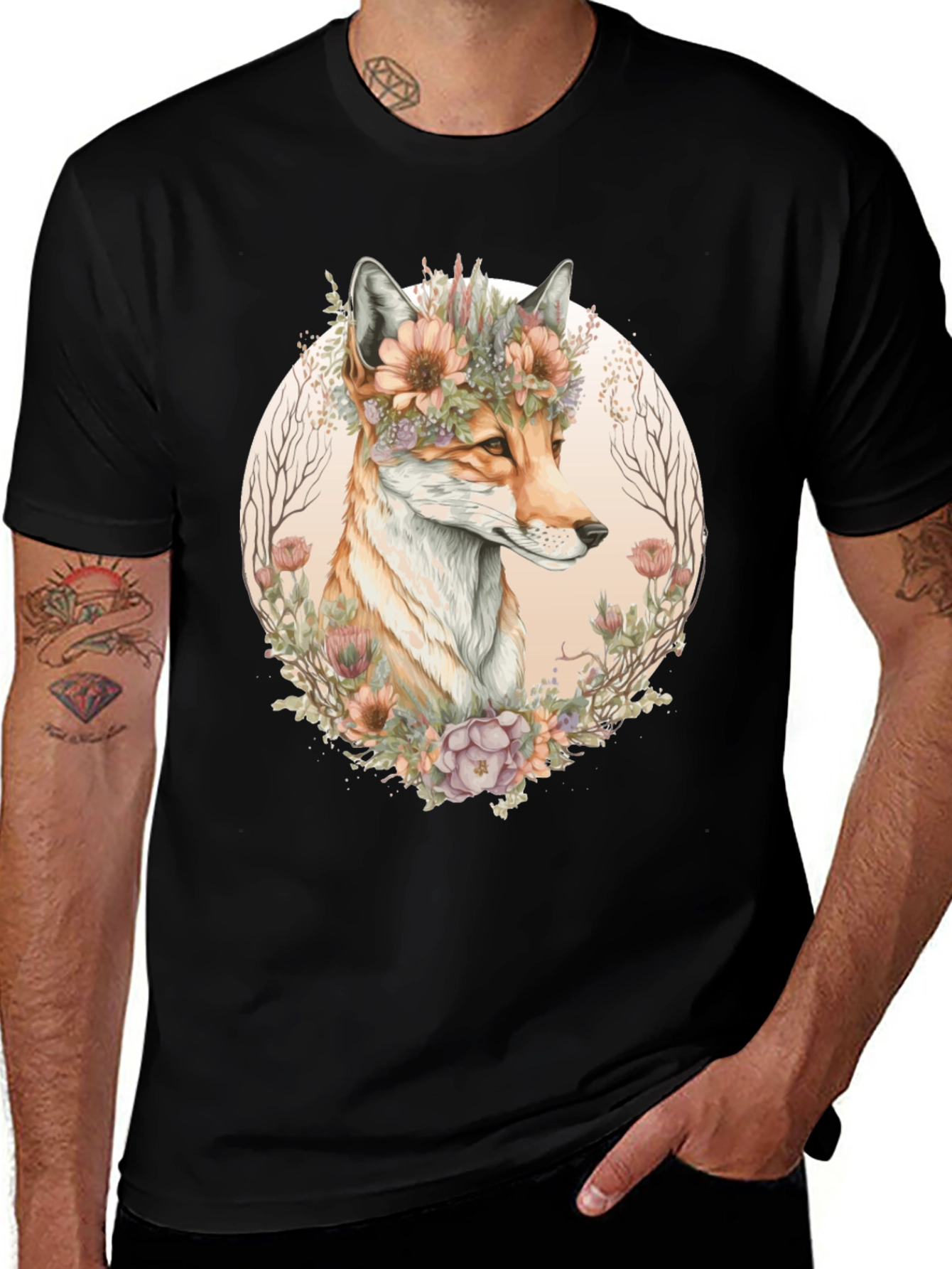 Variant 25 of Floral Fox Graphic Tee - Stylish Unisex T-Shirt