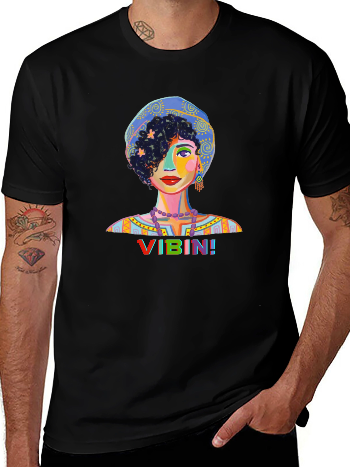 Variant 8 of Vibin' Woman Graphic Print Black T-Shirt