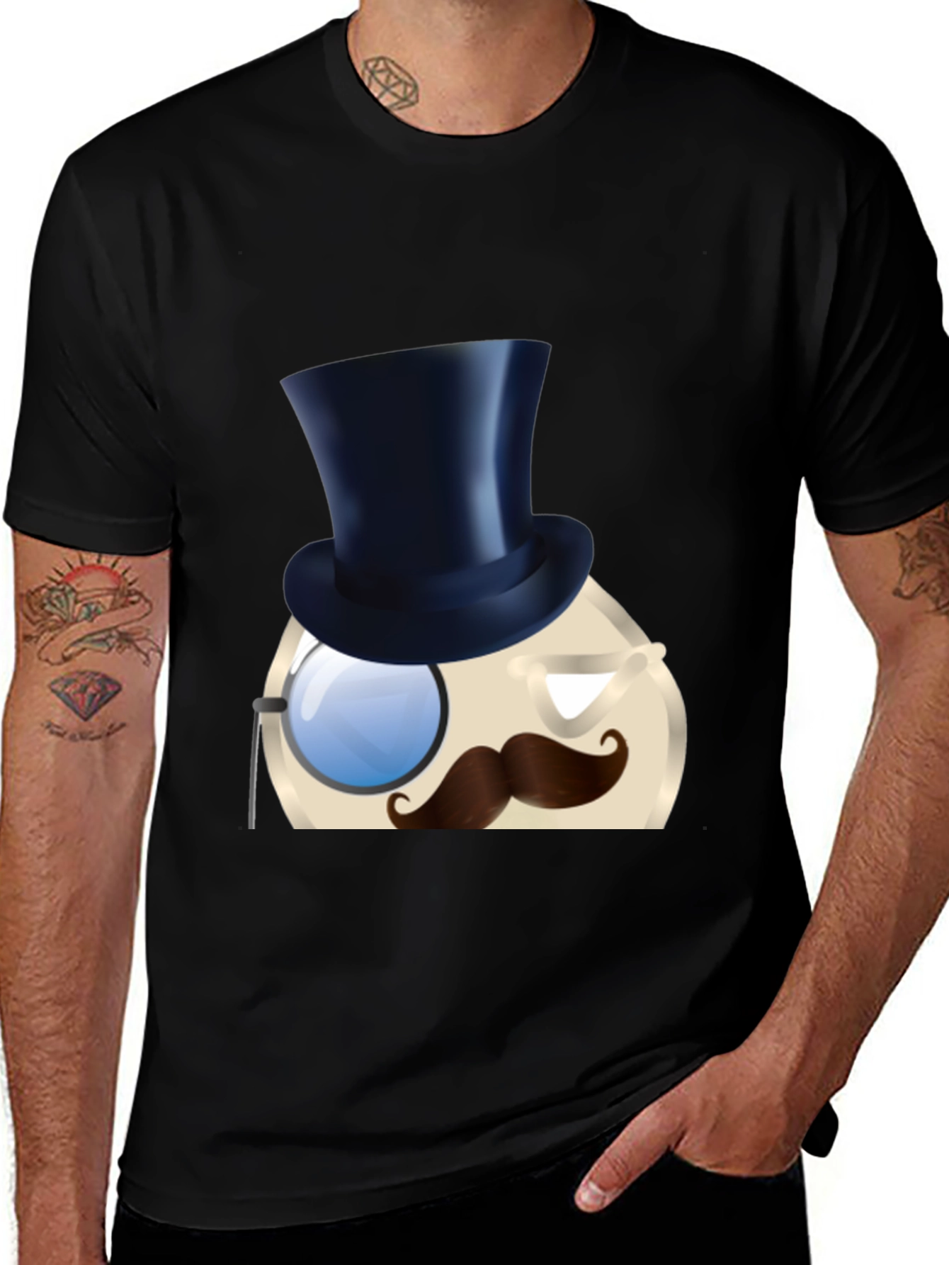 Emoji Egg Top Hat Monocle T-Shirt
