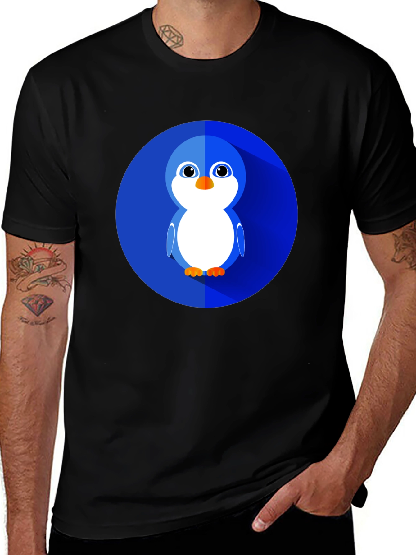 Variant 18 of Cute Cartoon Penguin Graphic T-Shirt - Black