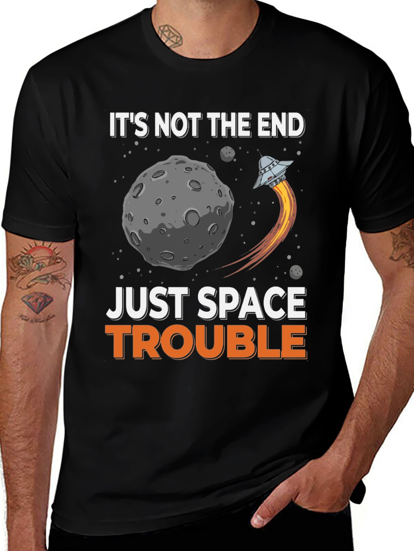 Space Trouble Graphic T-Shirt - Sci-Fi Humor Tee