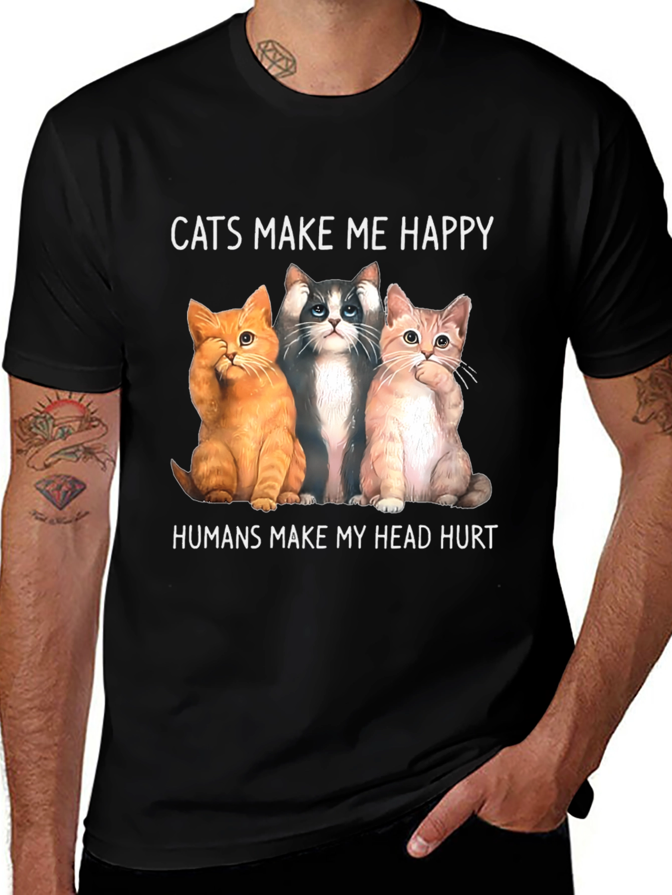 Variant 26 of Cats Make Me Happy Graphic Tee