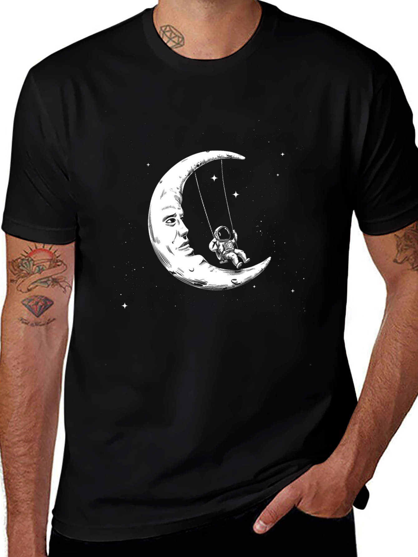 Variant 22 of Astronaut Moon Swing Graphic Tee - Unique Design