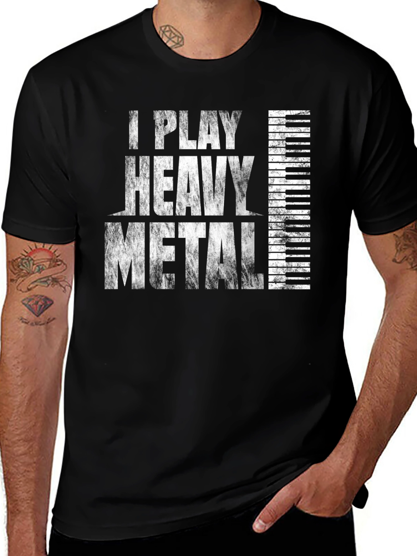 Variant 20 of I Play Heavy Metal Graphic Tee - Black Cotton T-Shirt