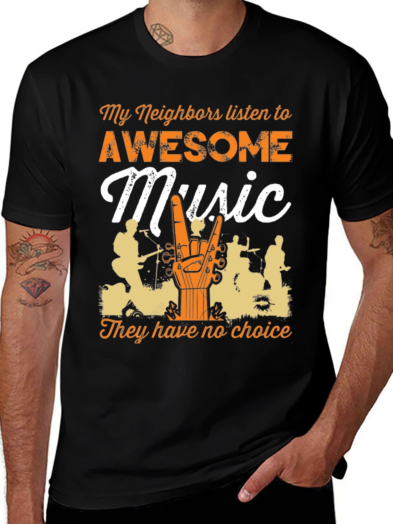 Variant 19 of Awesome Music T-Shirt - Funny Neighbor Tee