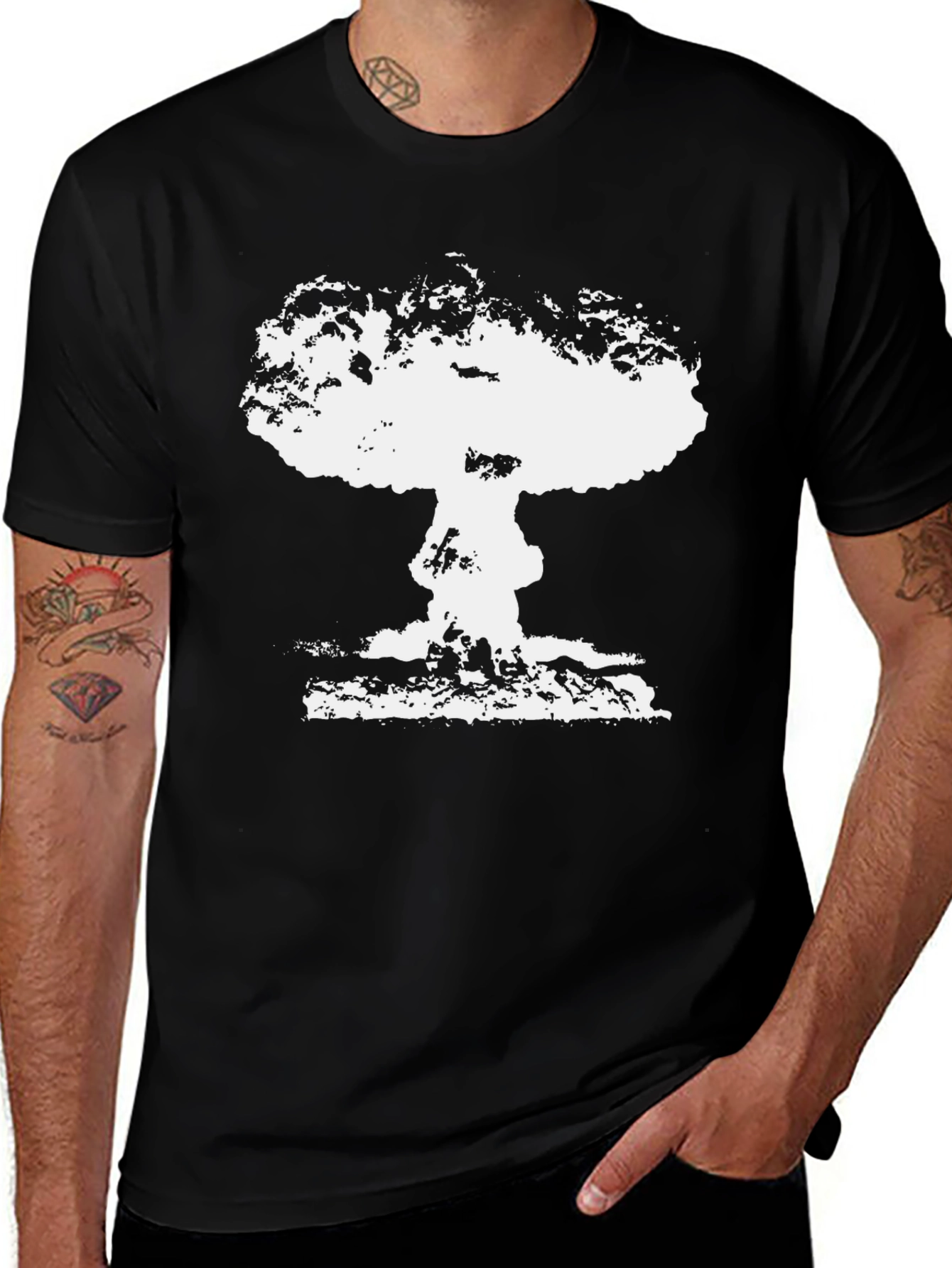 Variant 18 of Mushroom Cloud Graphic Tee - Black Cotton T-Shirt