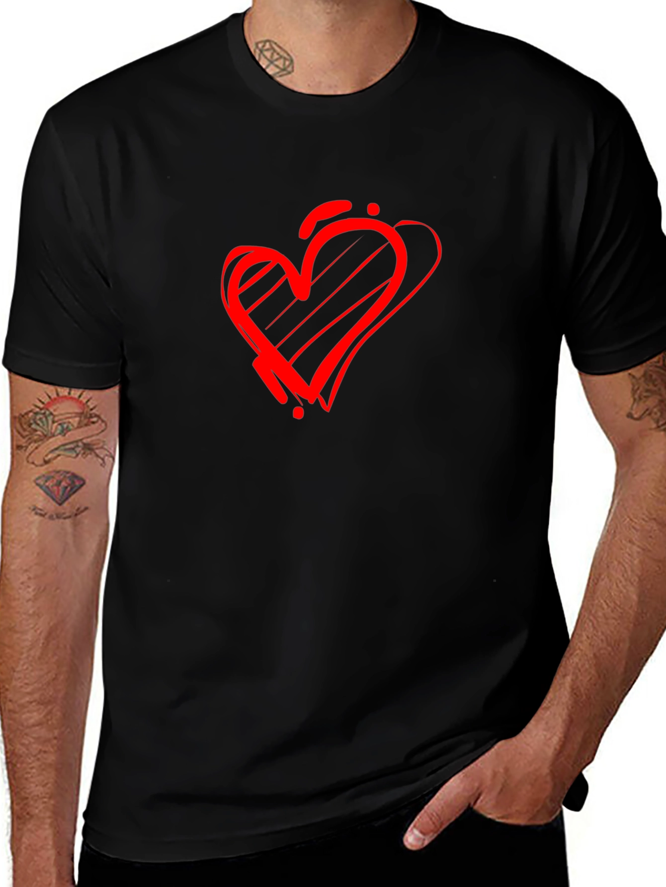 Variant 2 of Heart Scribble Graphic Black T-Shirt