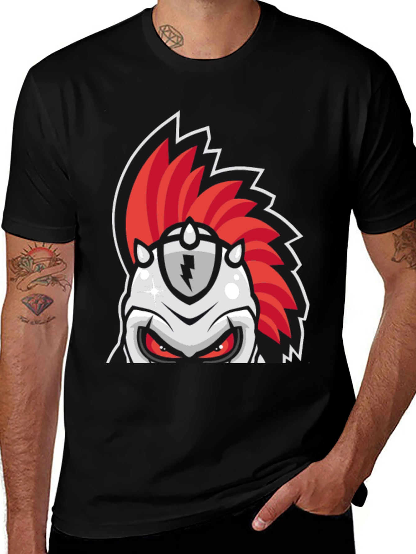 Red Mohawk Knight Graphic Tee