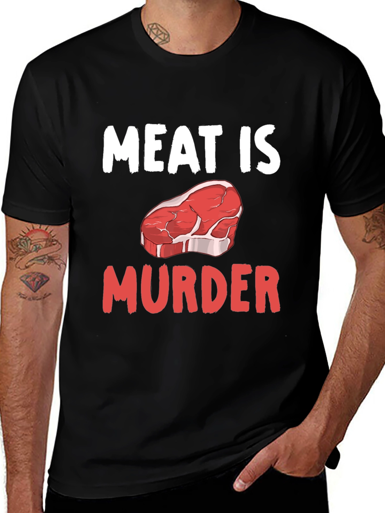 Variant 10 of Meat is Murder T-Shirt - Vegan Statement Tee