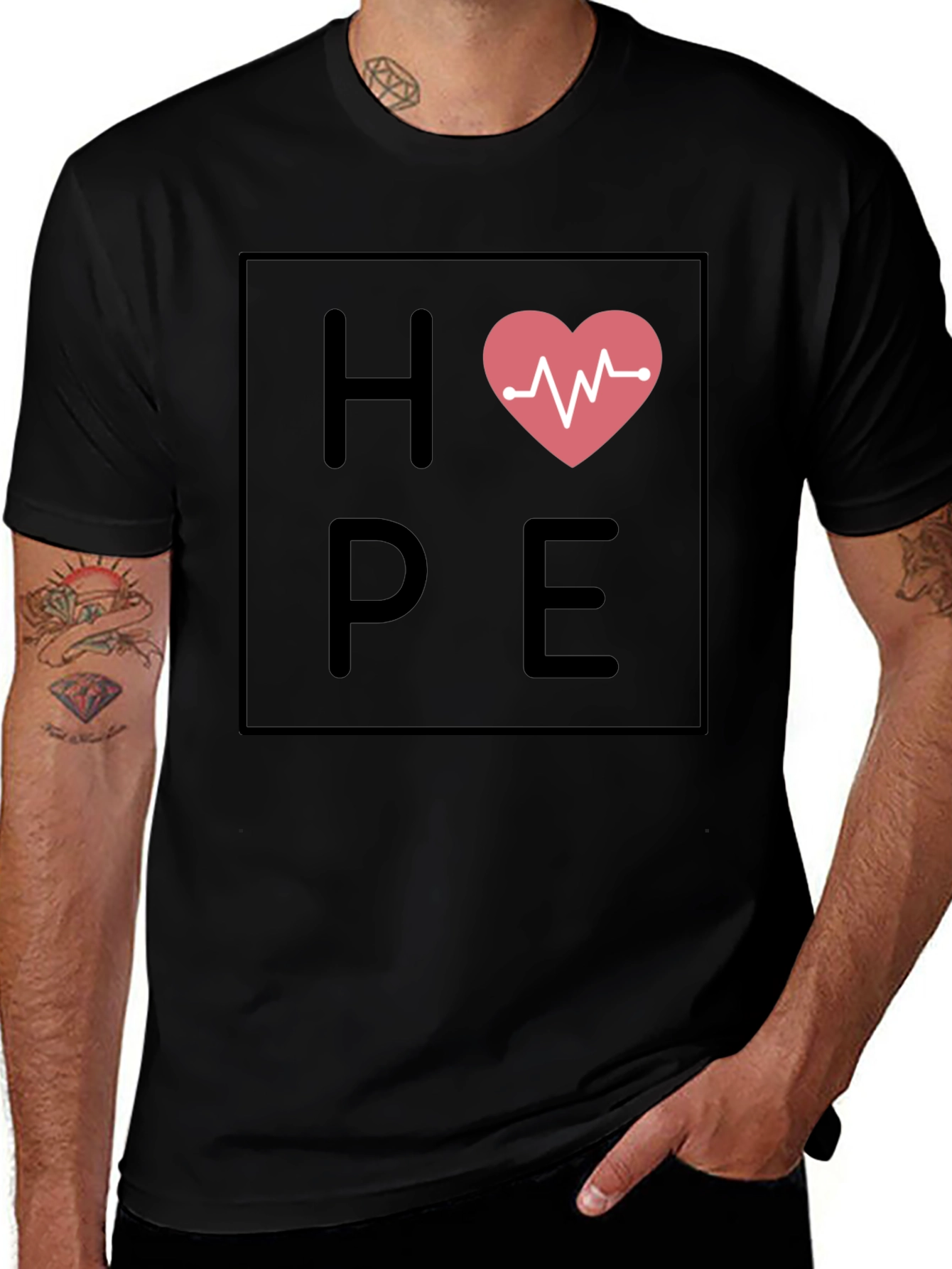 Variant 25 of Hope Heartbeat Graphic T-Shirt - Black Casual Tee