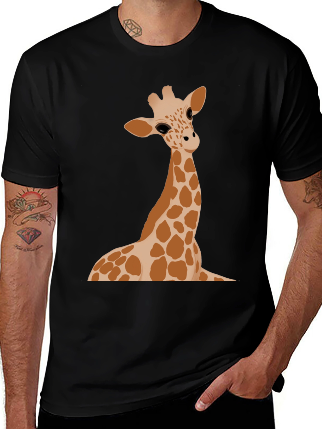 Variant 25 of Giraffe Graphic Tee - Black