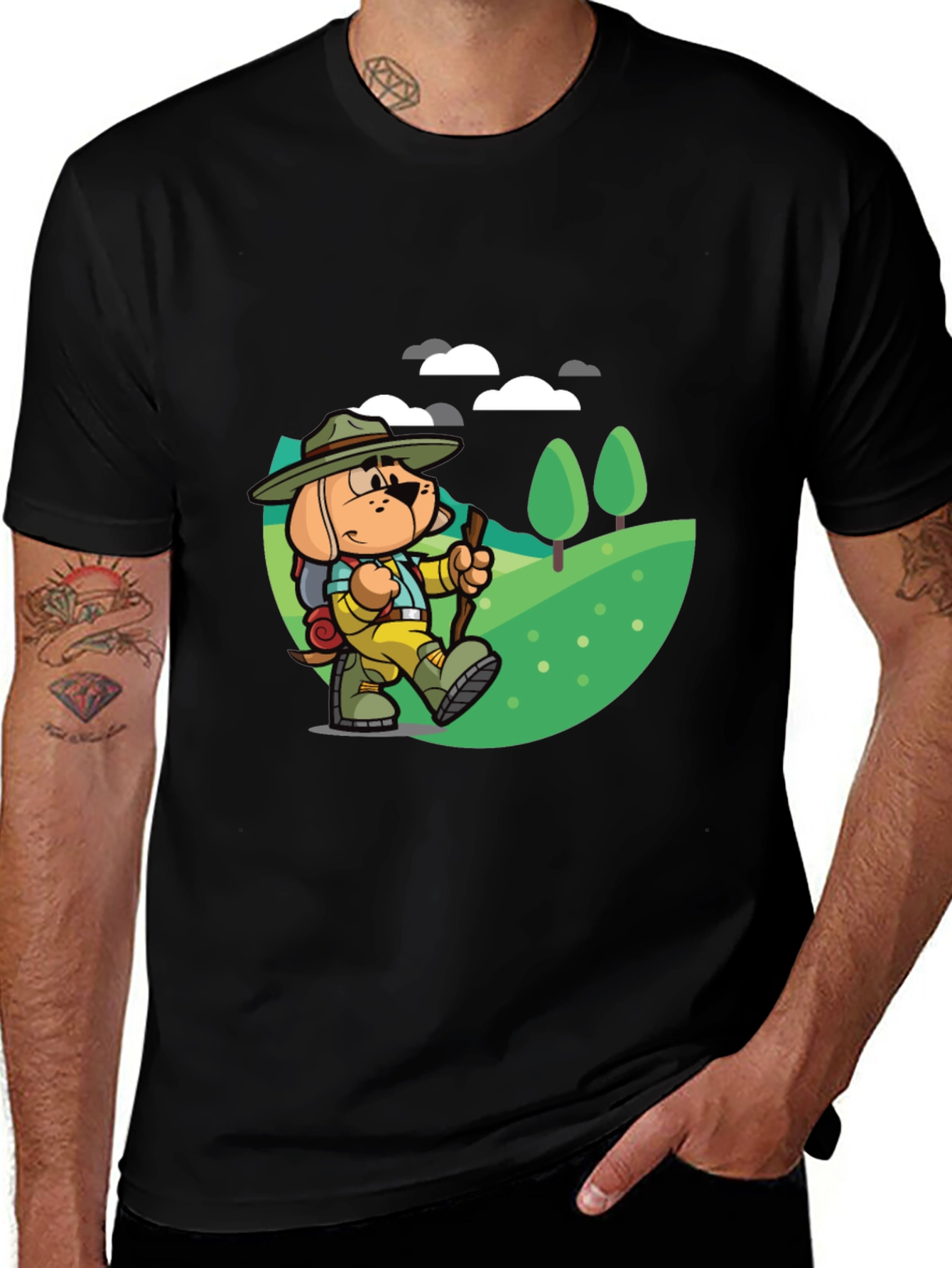 Variant 4 of Cartoon Dog Hiking T-Shirt
