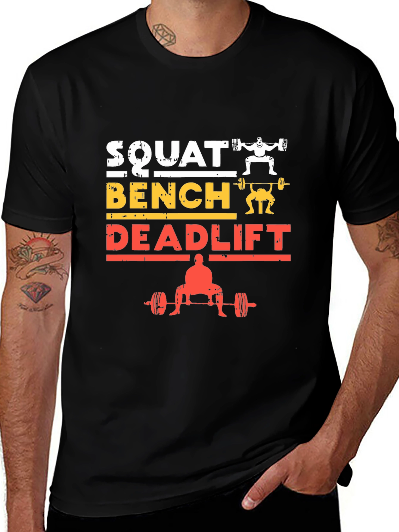 Variant 27 of Squat Bench Deadlift Weightlifting Gym T-Shirt