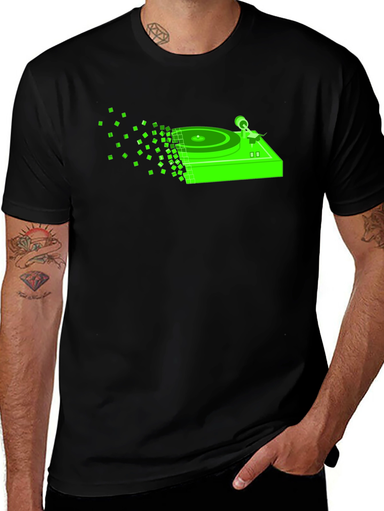 Variant 11 of Neon Turntable Graphic Tee - Modern DJ Style