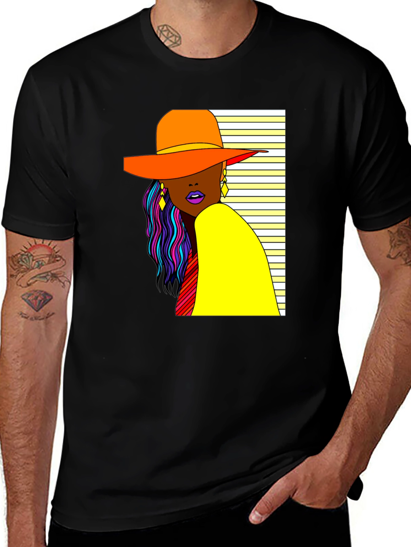 Trendy Woman Graphic Tee - Stylish Black T-Shirt