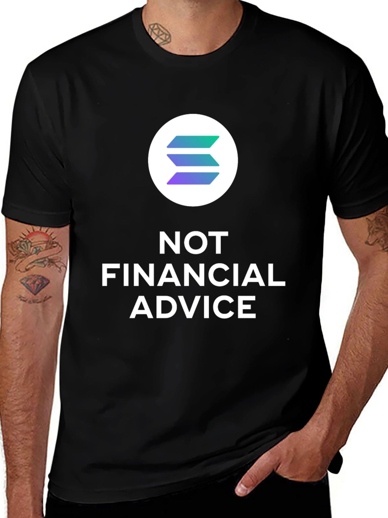 Solana Crypto 'Not Financial Advice' Black T-Shirt