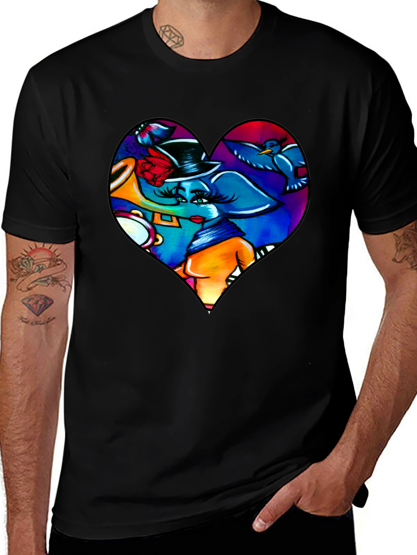 Variant 6 of Heart Elephant Music Lover T-Shirt