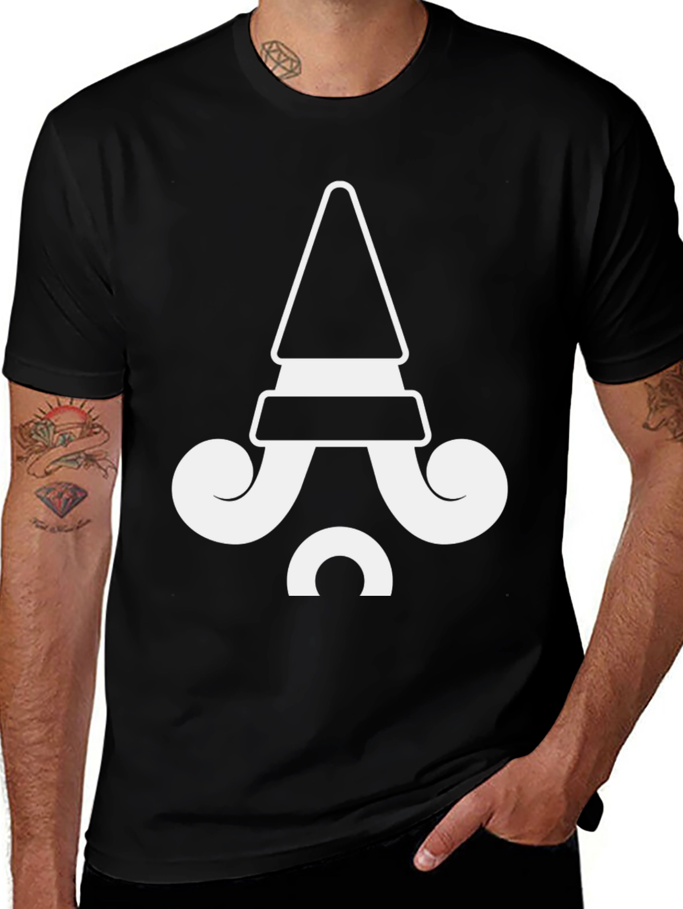 Variant 8 of Black T-Shirt with Unique White Symbol Design