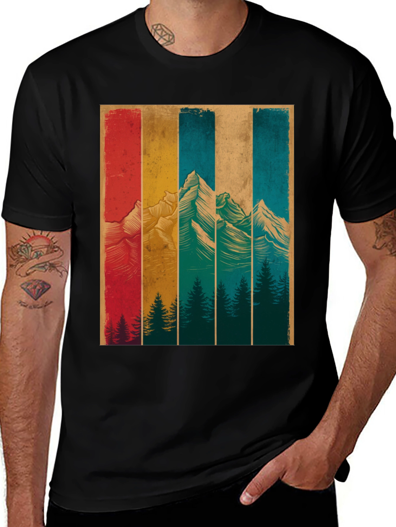 Variant 26 of Vintage Mountainscape Graphic Tee - Black
