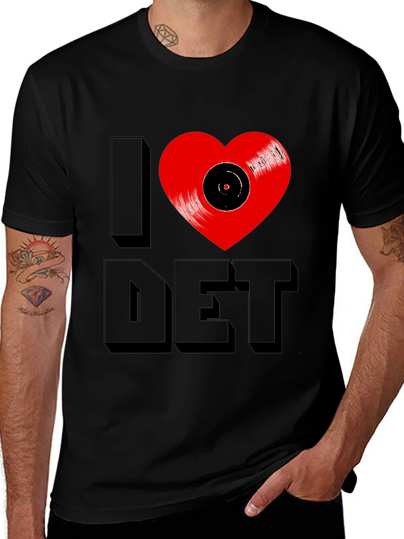Variant 16 of I Heart DET T-Shirt - Vinyl Record Love