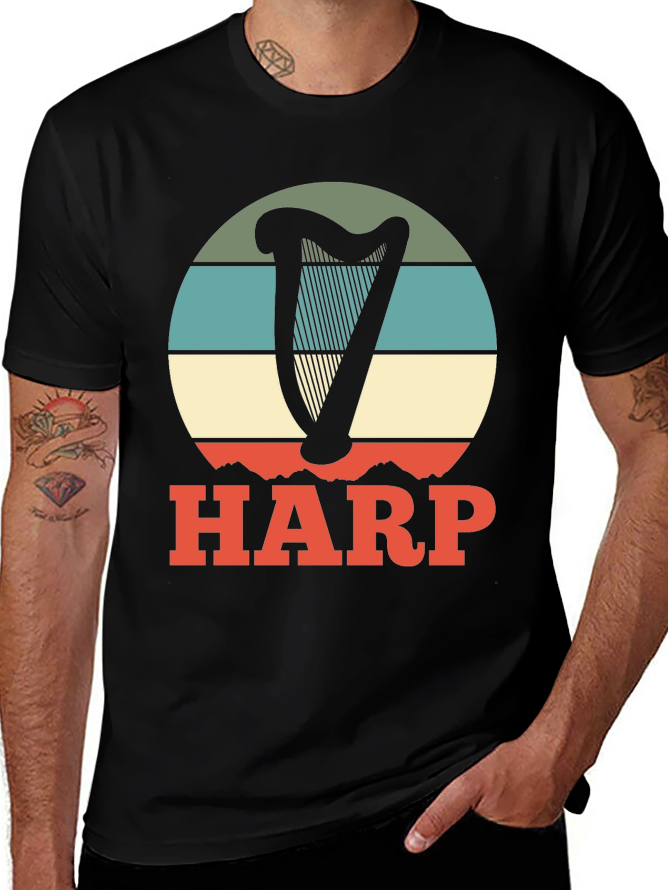 Variant 25 of Retro Harp Graphic T-Shirt