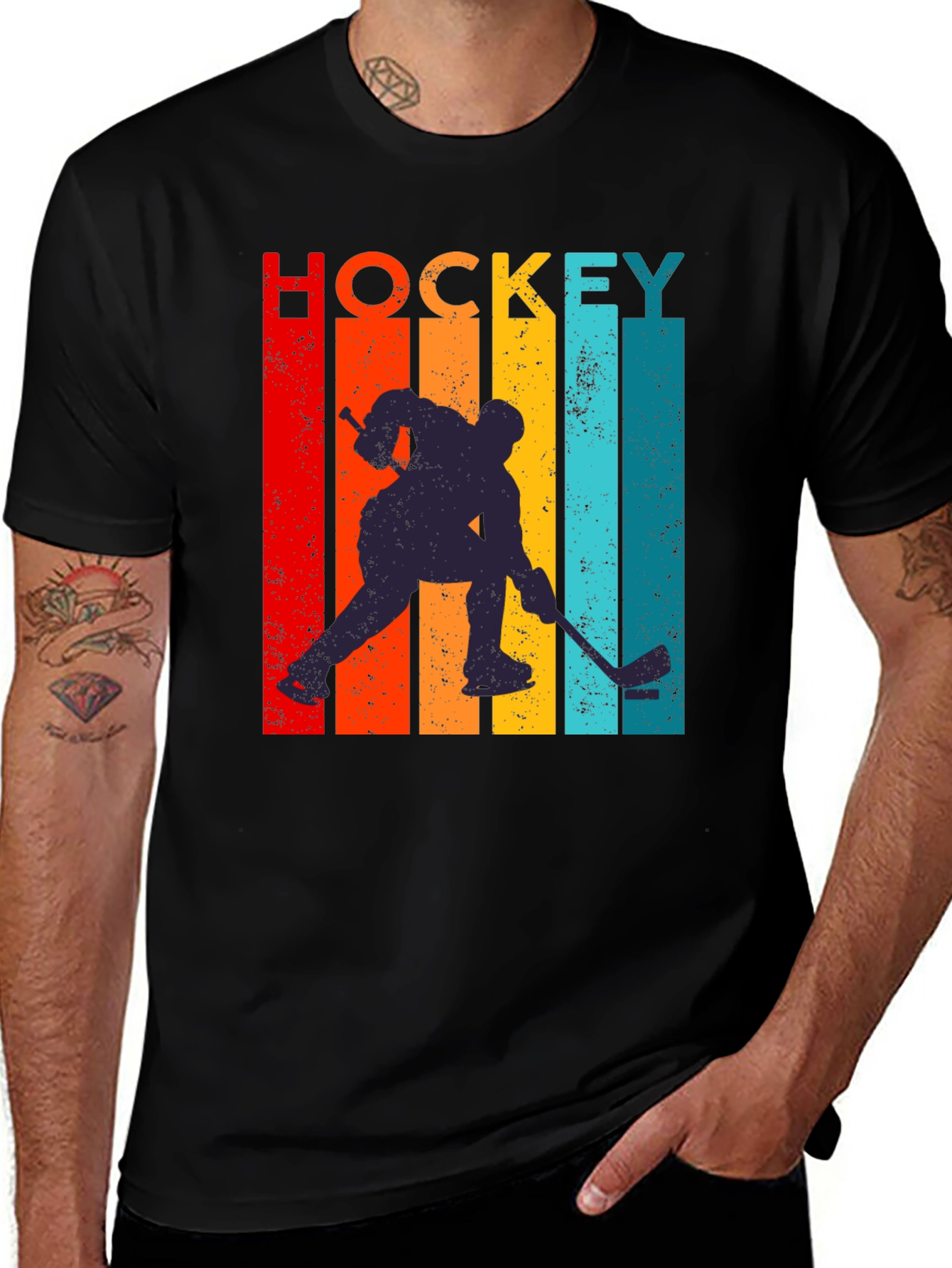 Variant 8 of Retro Hockey Player Graphic Tee
