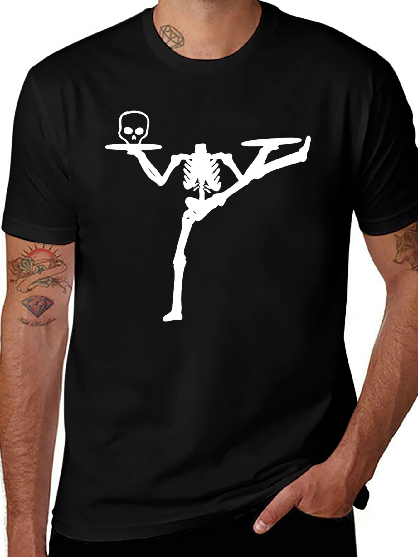 Variant 27 of Skeleton Bartender Graphic T-Shirt - Black